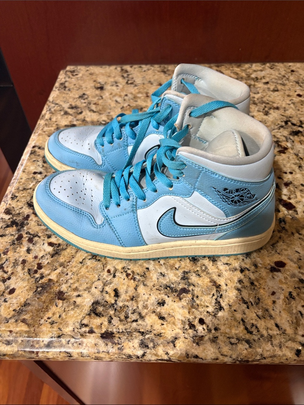 Nike Mid-Top Sneakers in Light Blue and White